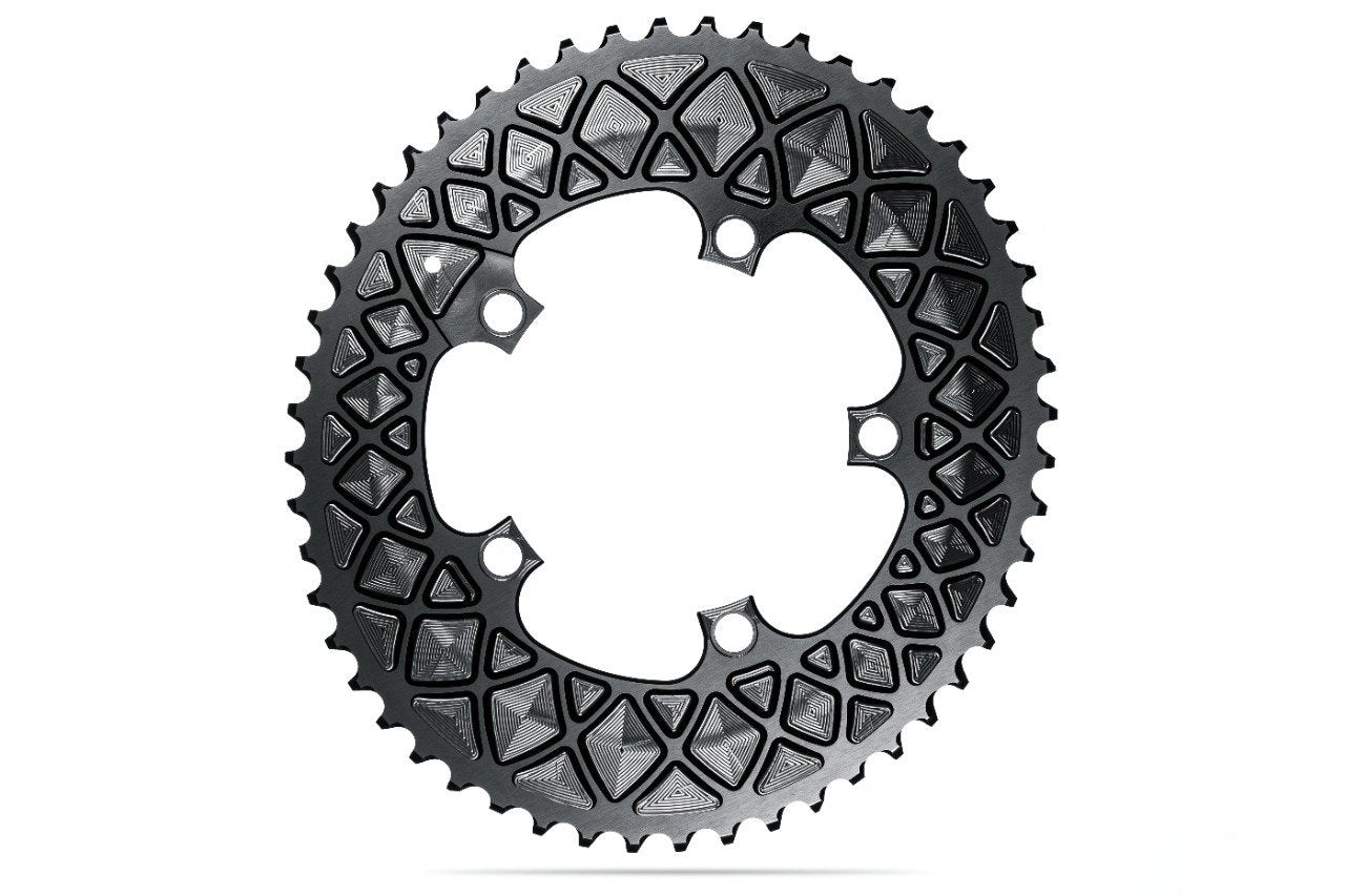 Oval 110BCD 5 holes, 2x chainring FOR SRAM cranks - BLACK | 52T