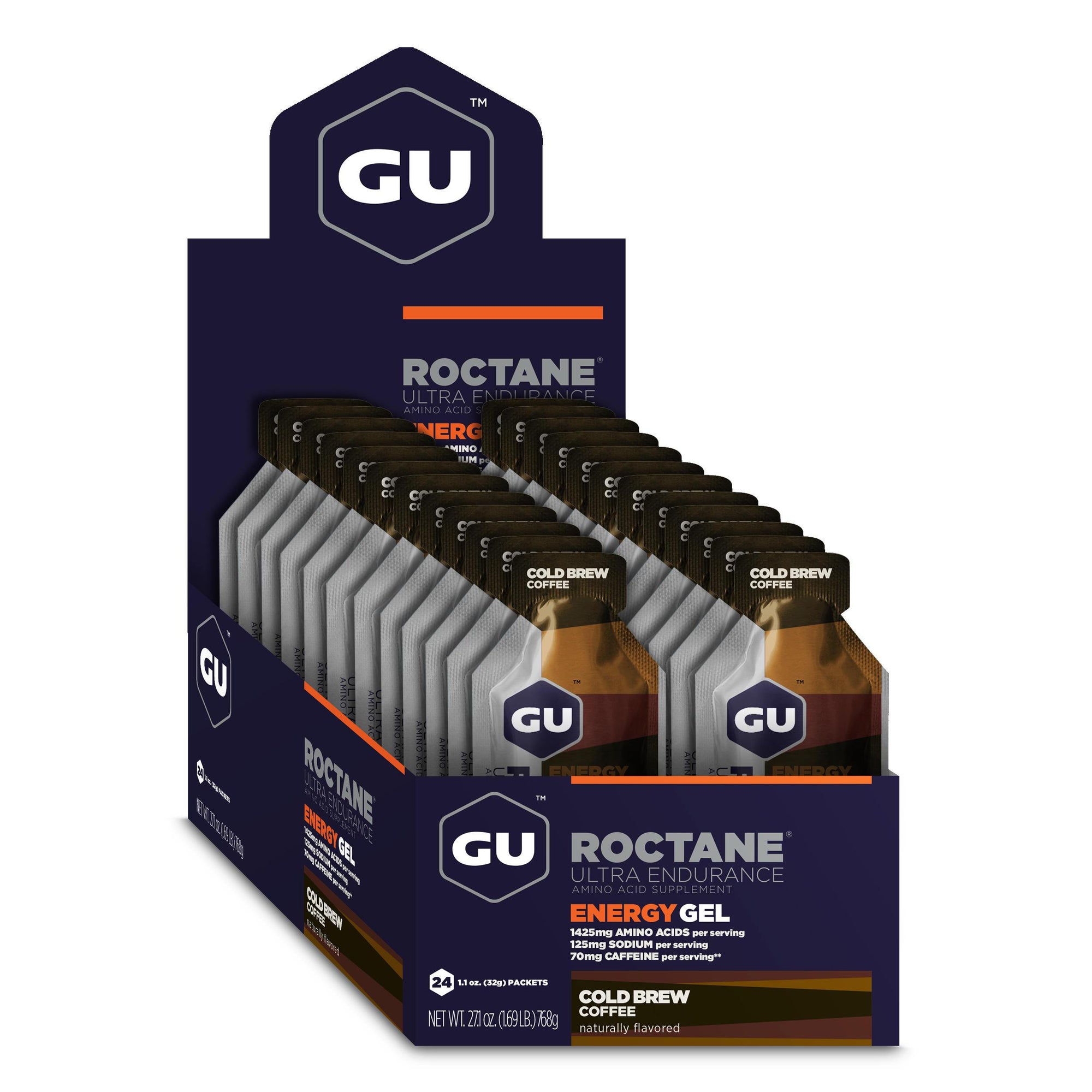 GU Box Roctane Energy Gel, Cold Brew Coffee (Doble cafeína)
